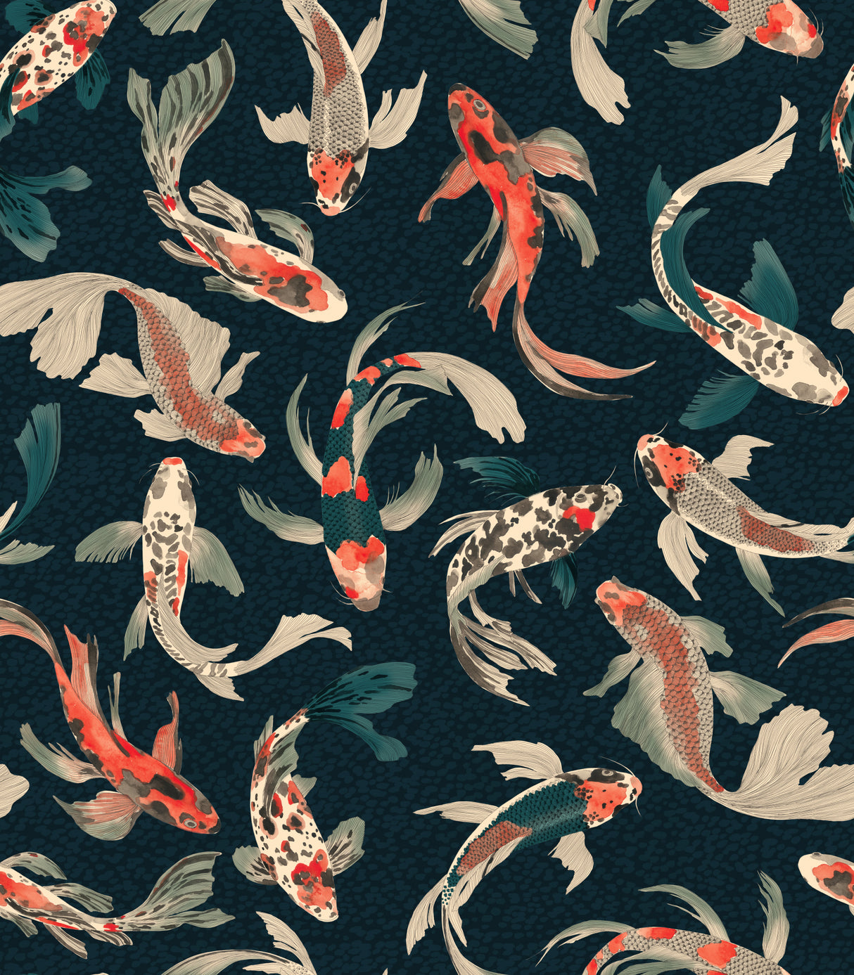 Hla018 Koi Fish Dark Poster och Canvastavla
