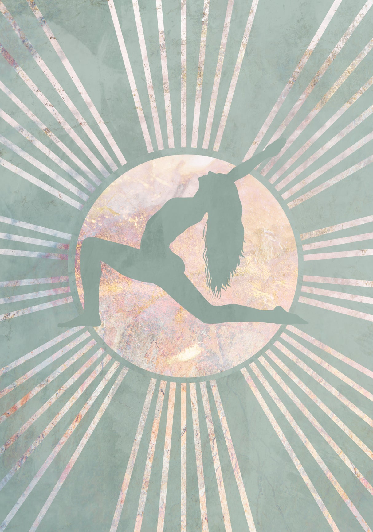 Yoga Boho Sun Green 6 Poster och Canvastavla
