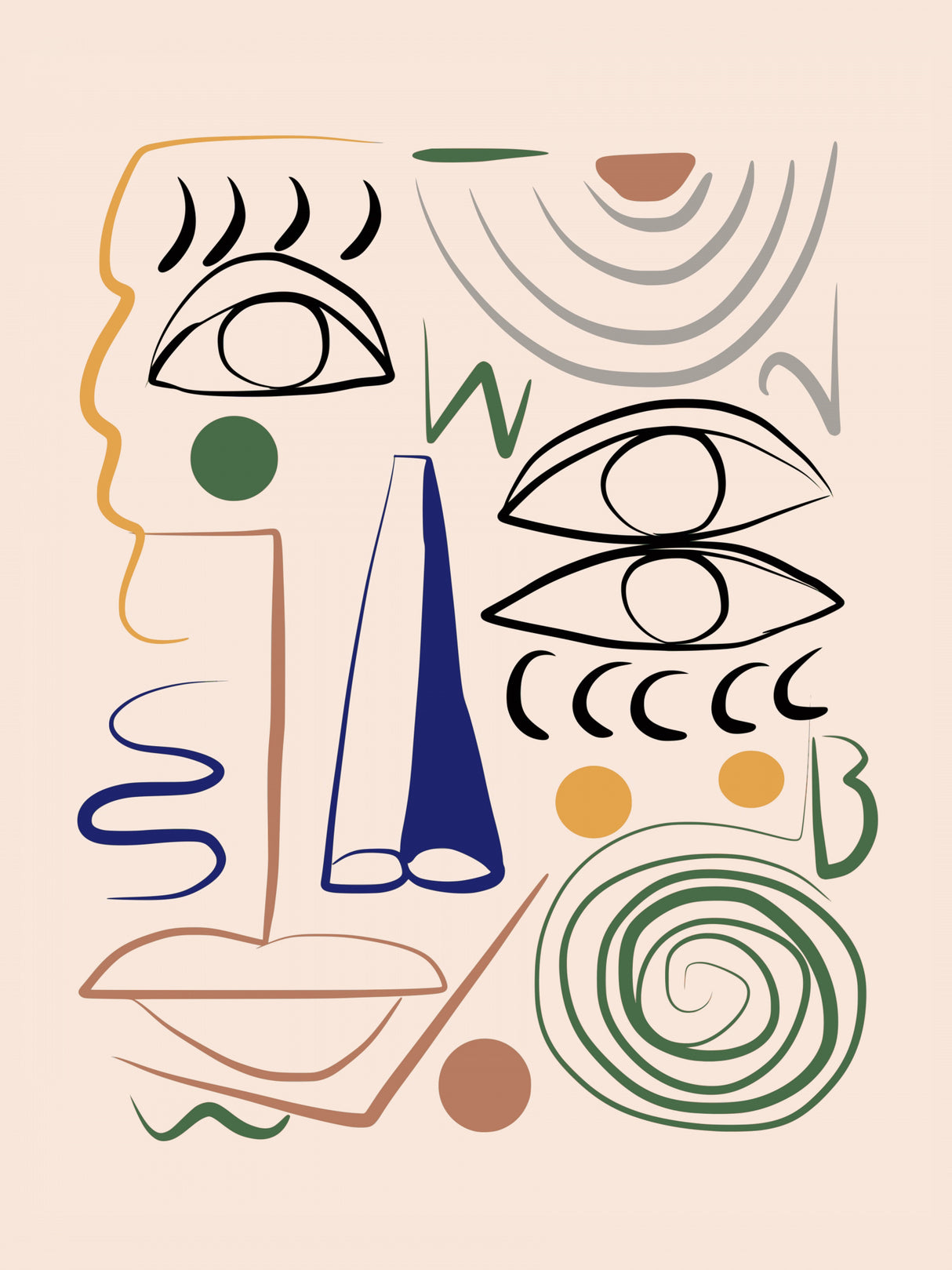 Line Art Bizarre Poster och Canvastavla