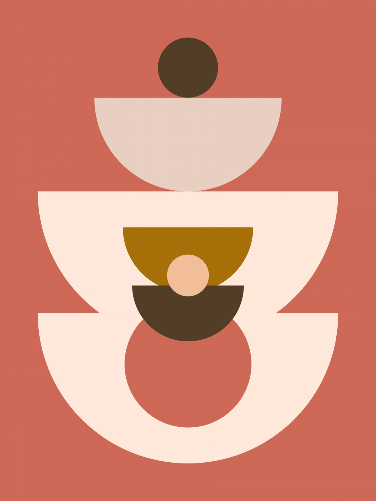 Mid Century Geometrical In Red Poster och Canvastavla