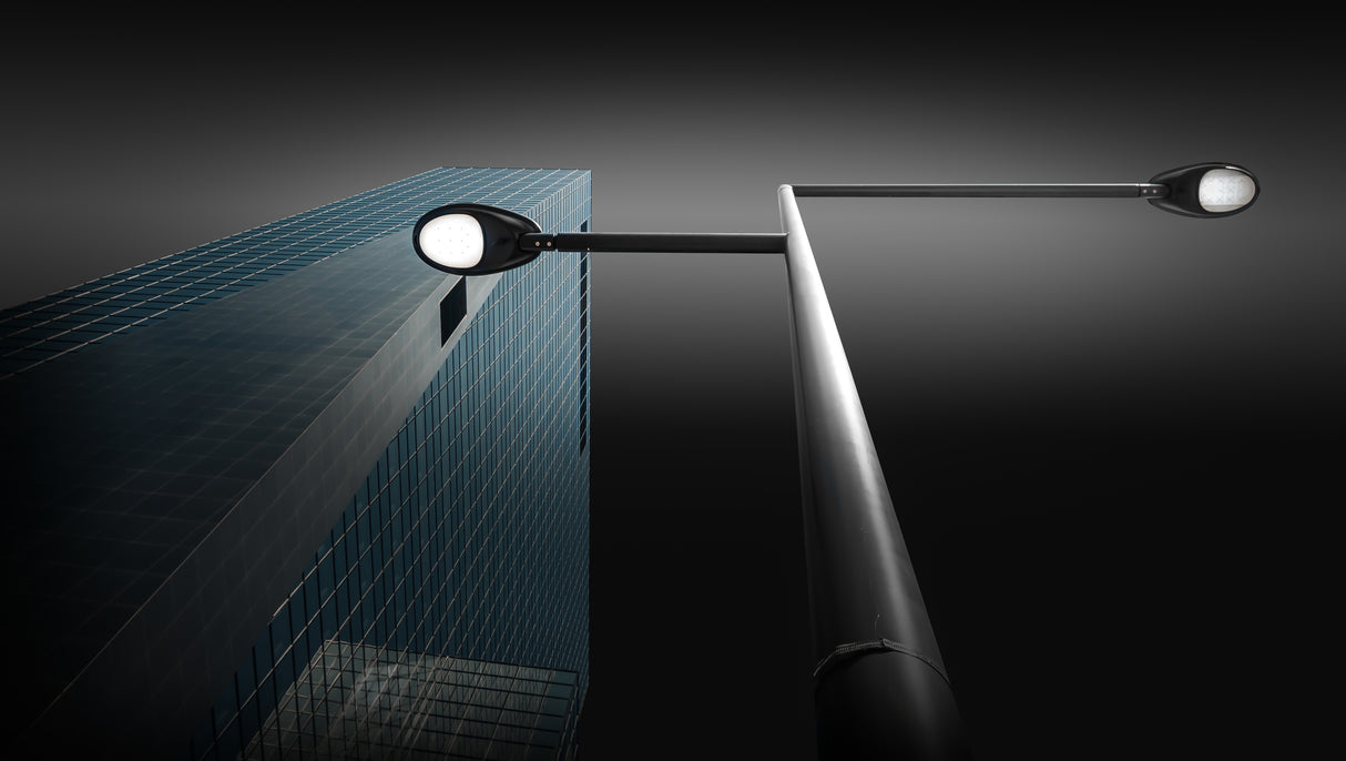 ... blue facade with two lamps Poster och Canvastavla