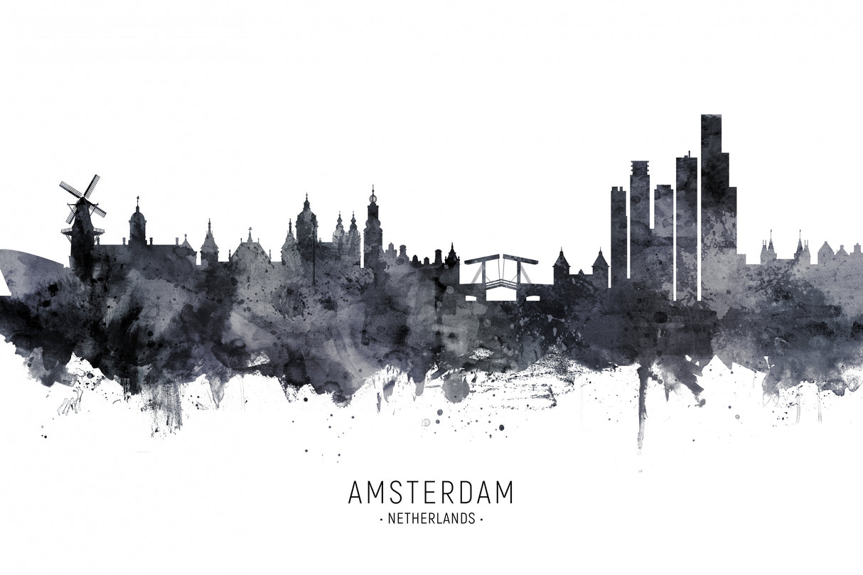 Amsterdam The Netherlands Skyline Poster och Canvastavla