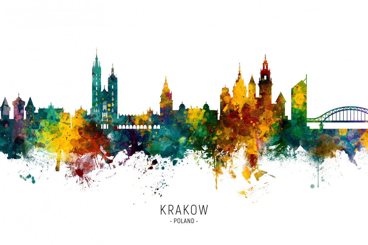 Krakow Poland Skyline Poster och Canvastavla
