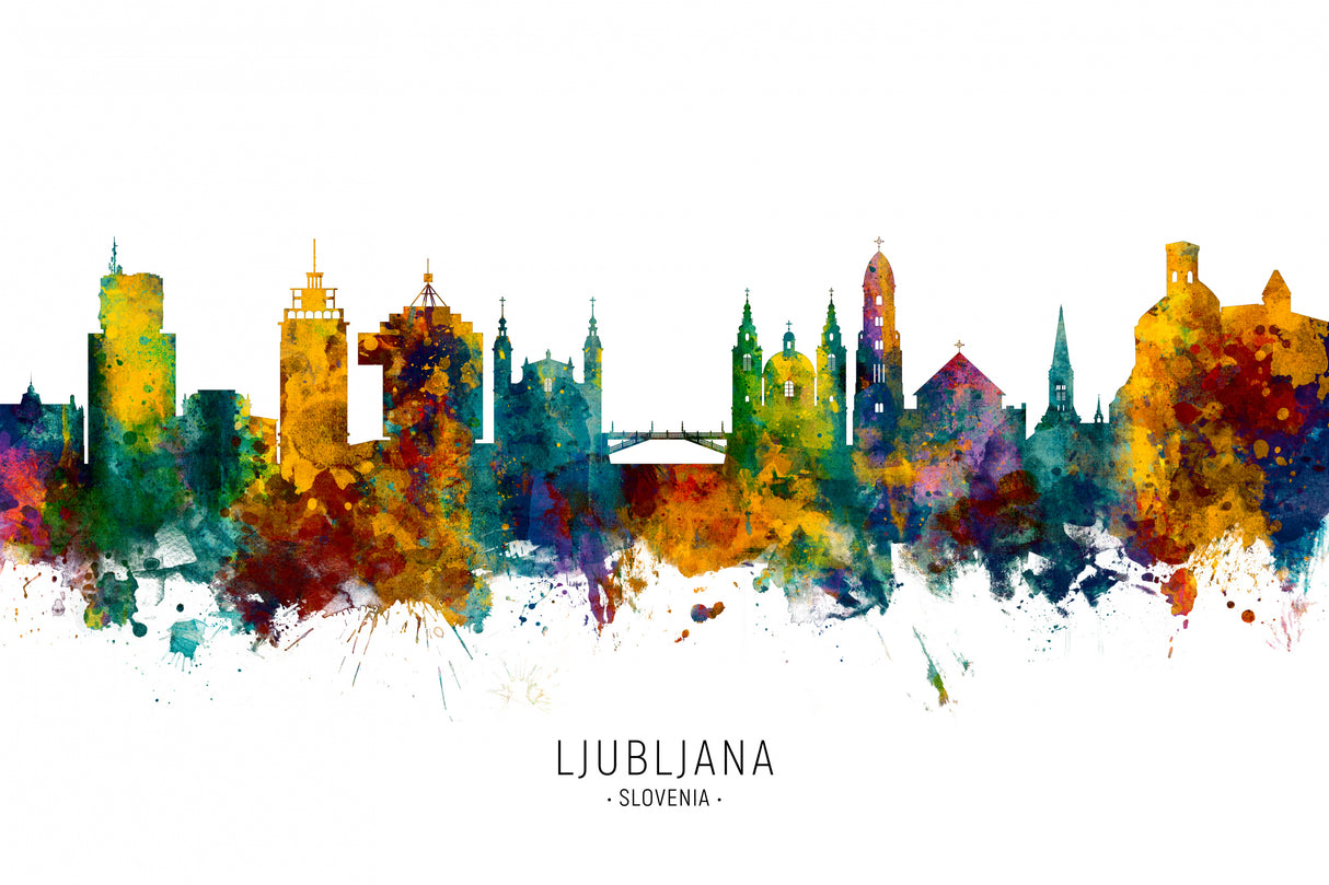 Ljubljana Slovenia Skyline Poster och Canvastavla