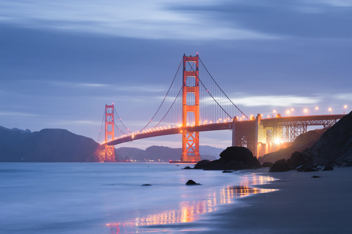 Golden Gate Twilight Poster och Canvastavla