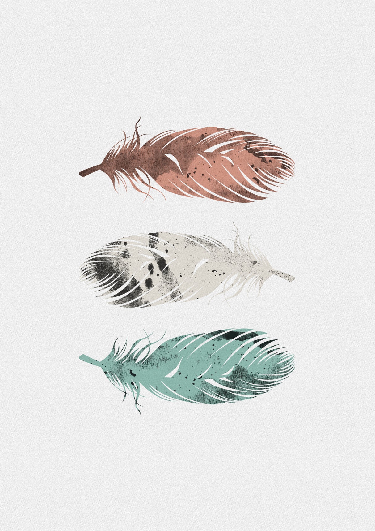 Pastel Feathers Poster och Canvastavla