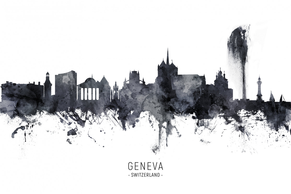 Geneva Switzerland Skyline Poster och Canvastavla
