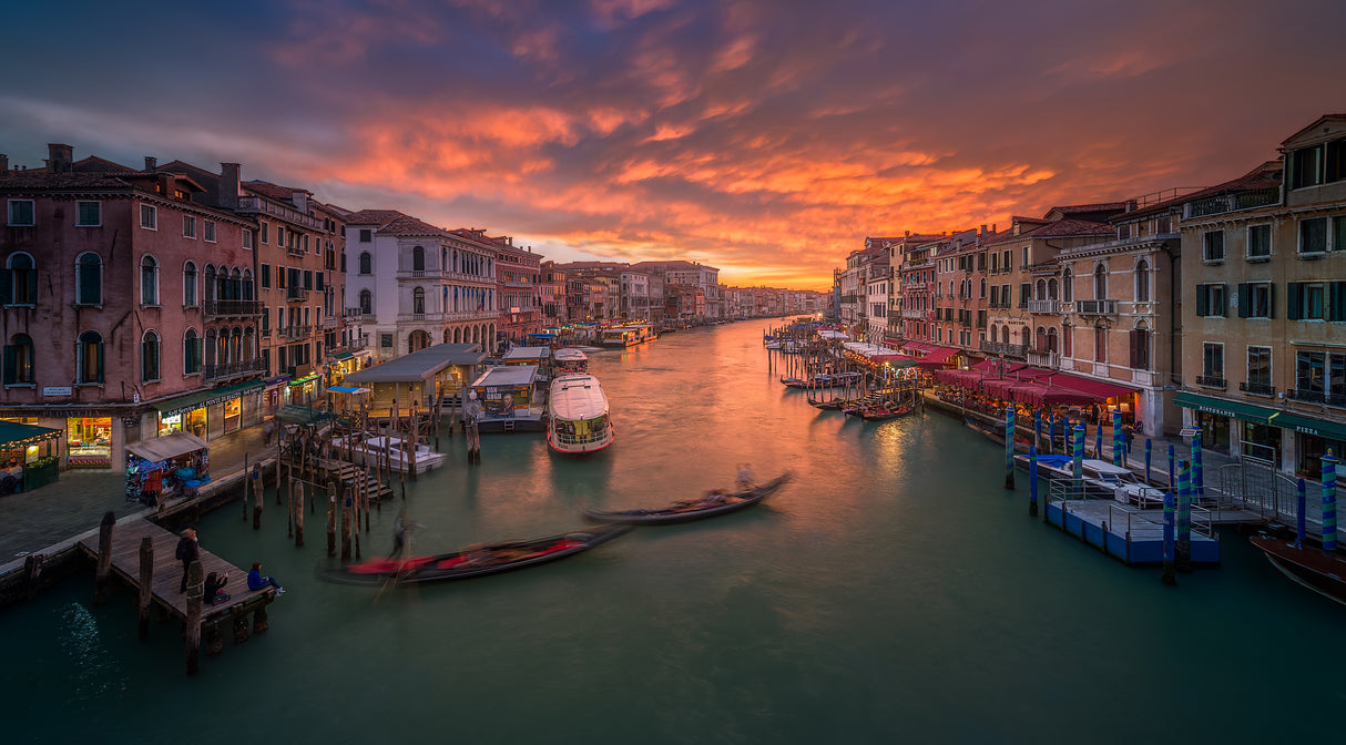 Grand Canal at sunset , view from the Rialto bridge , Venice . Poster och Canvastavla