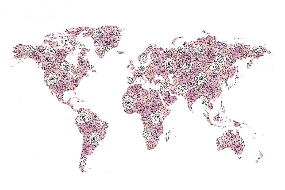 Peony Map Poster och Canvastavla