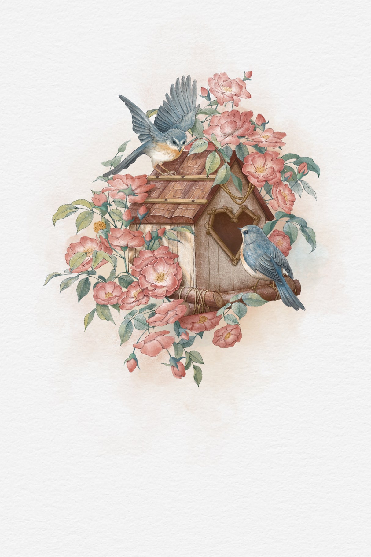 Bird House and rose home Poster och Canvastavla