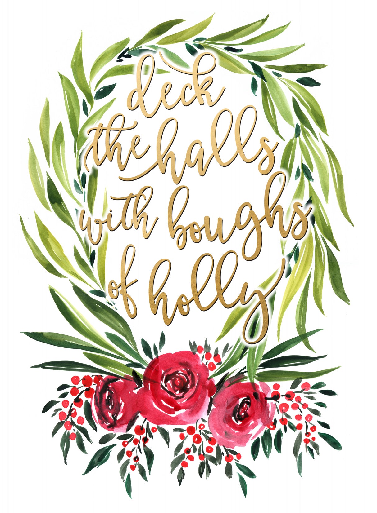 Floral wreath deck the halls Poster och Canvastavla