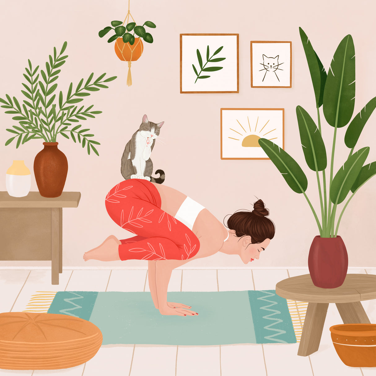 Cat Yoga Poster och Canvastavla