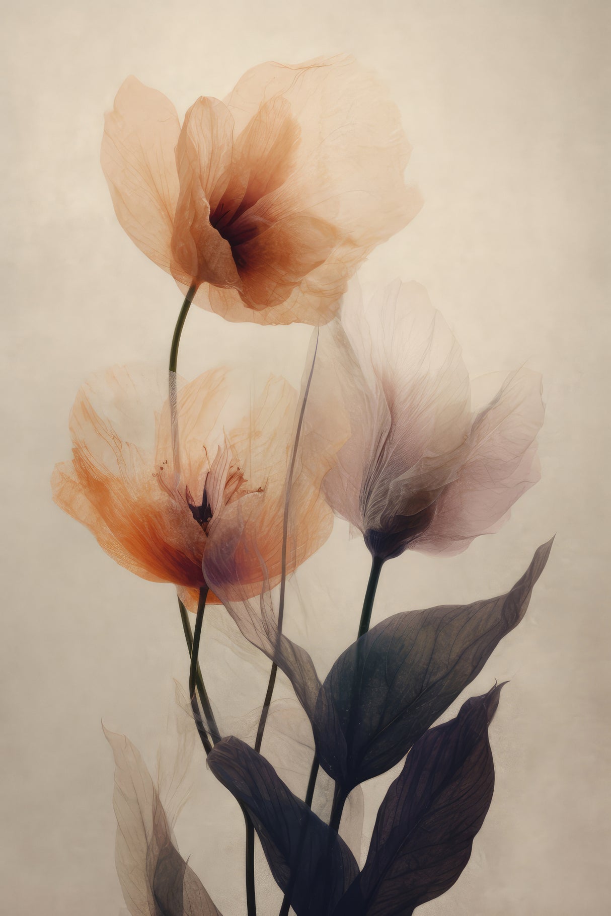 Parchment Flowers No 2 Poster och Canvastavla