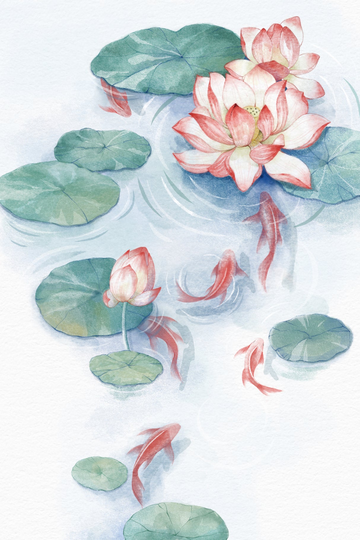 Lotus Pond Water Color home Poster och Canvastavla