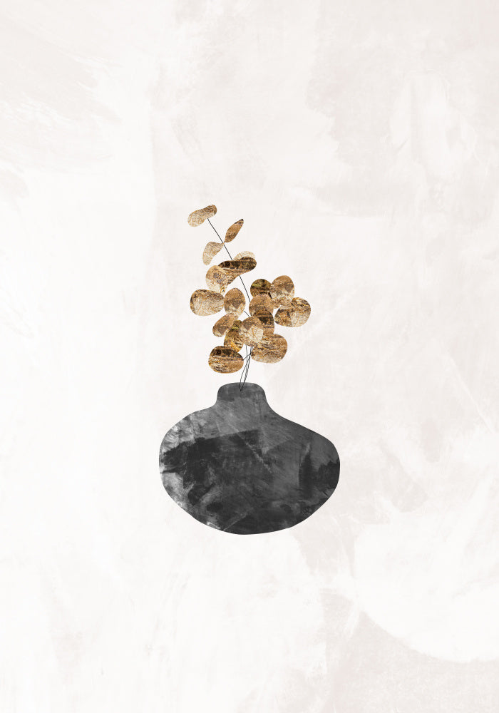 Black and gold house plant 4 Vas och keramikposter
