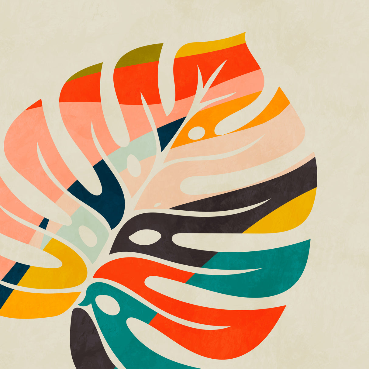 Monstera Leave colorful Poster och Canvastavla