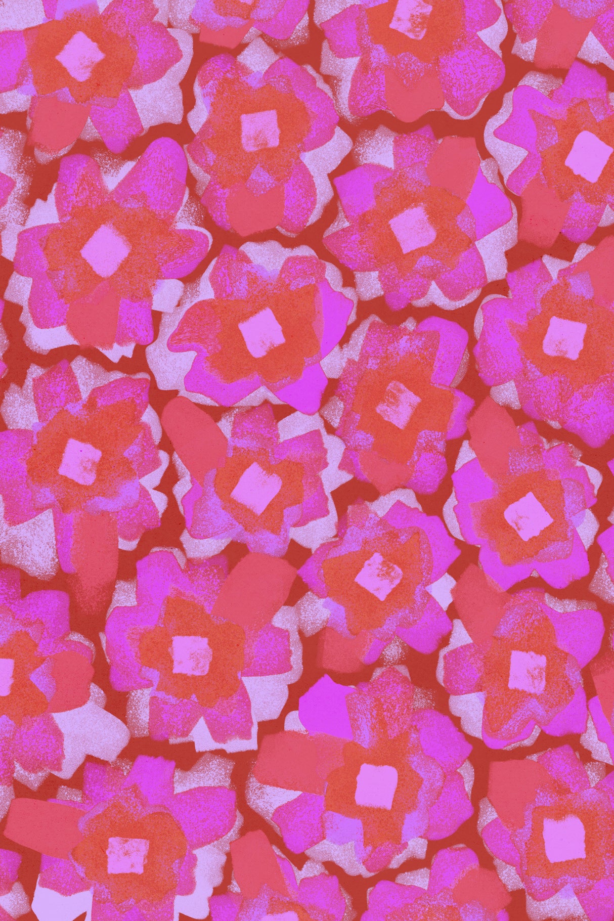 Cute Pink Blossom Pattern Poster och Canvastavla