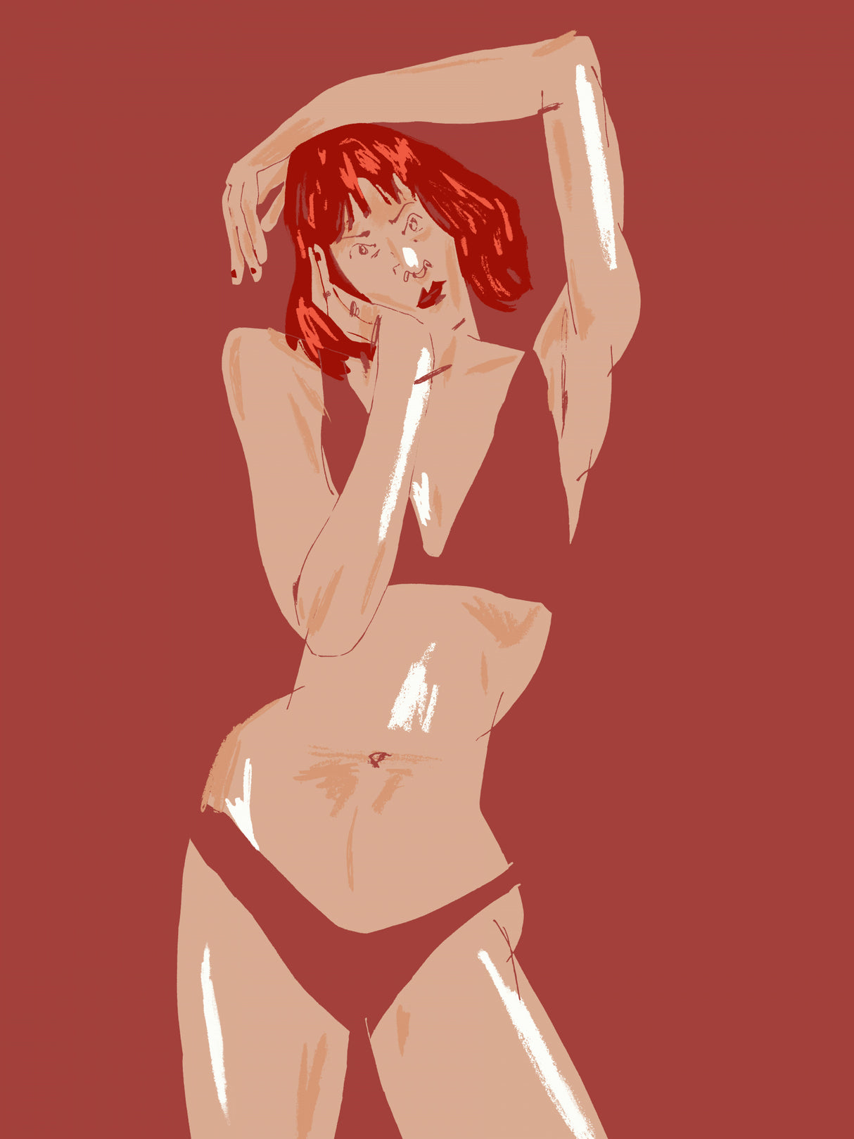 Young Girl In Underwear Poster och Canvastavla