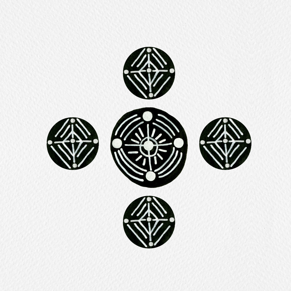 Tribal Ethnic Circles 2 Geometric Black White Poster och Canvastavla