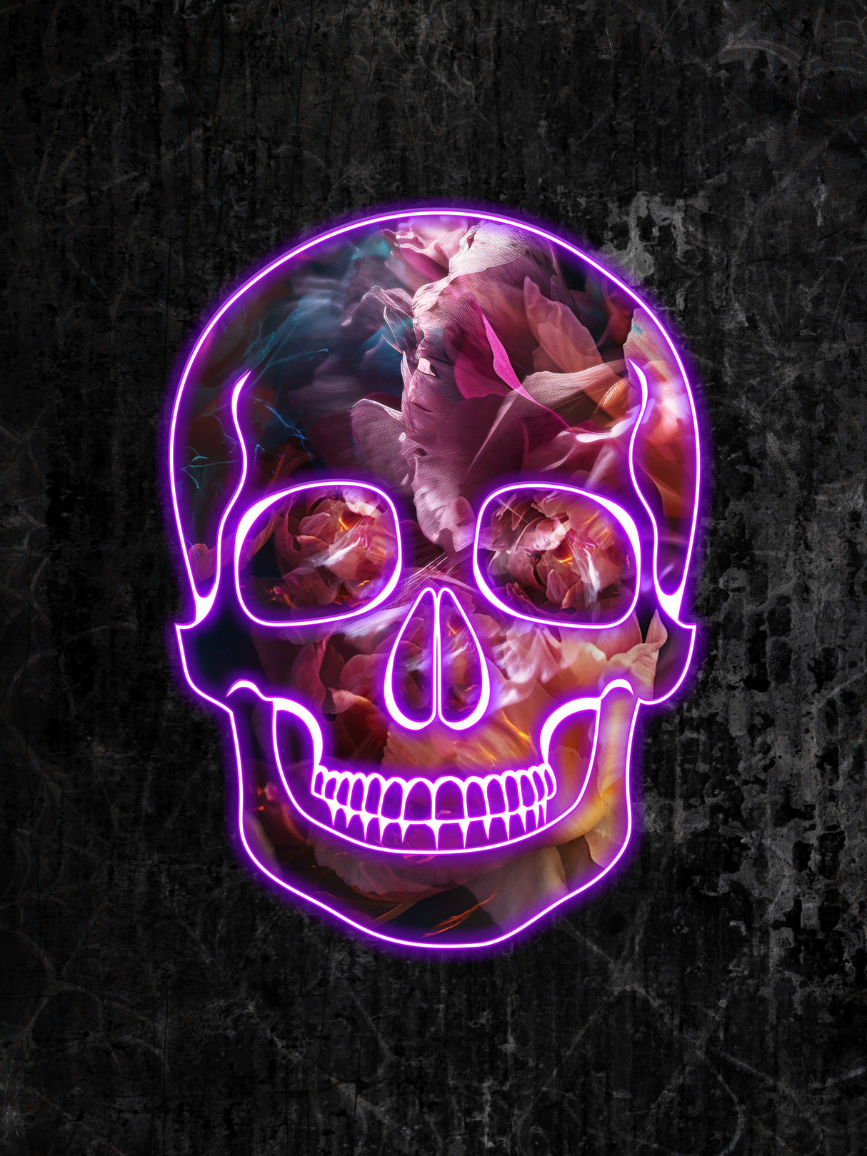 Neon Halloween Skull Poster och Canvastavla