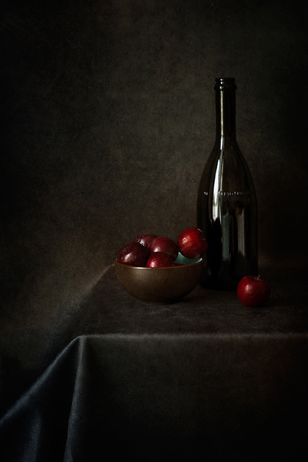 Still Life With Plums And A Bottle Poster och Canvastavla