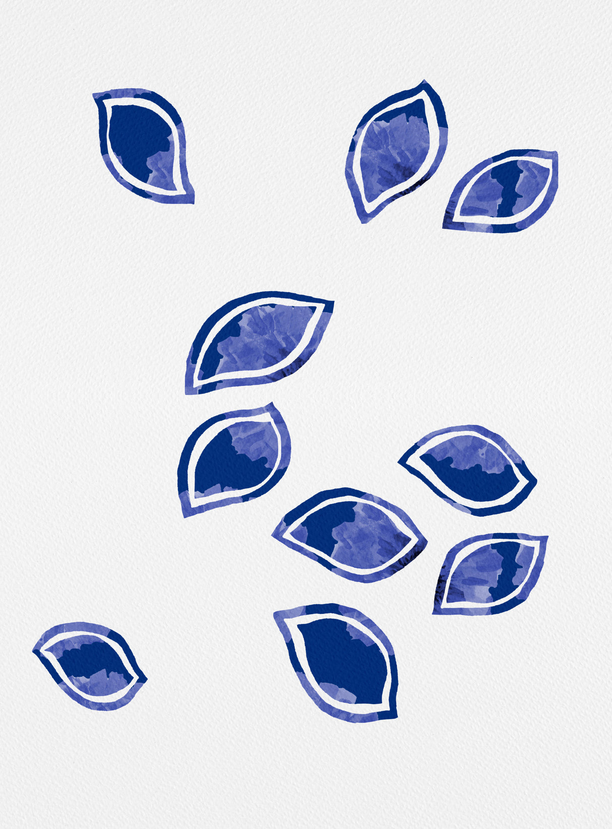Navy Abstract Scattered Leaves Silhouette Poster och Canvastavla