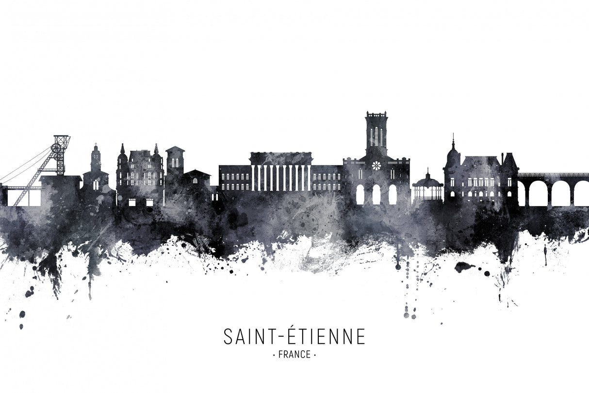 Saint-Étienne France Skyline Poster och Canvastavla