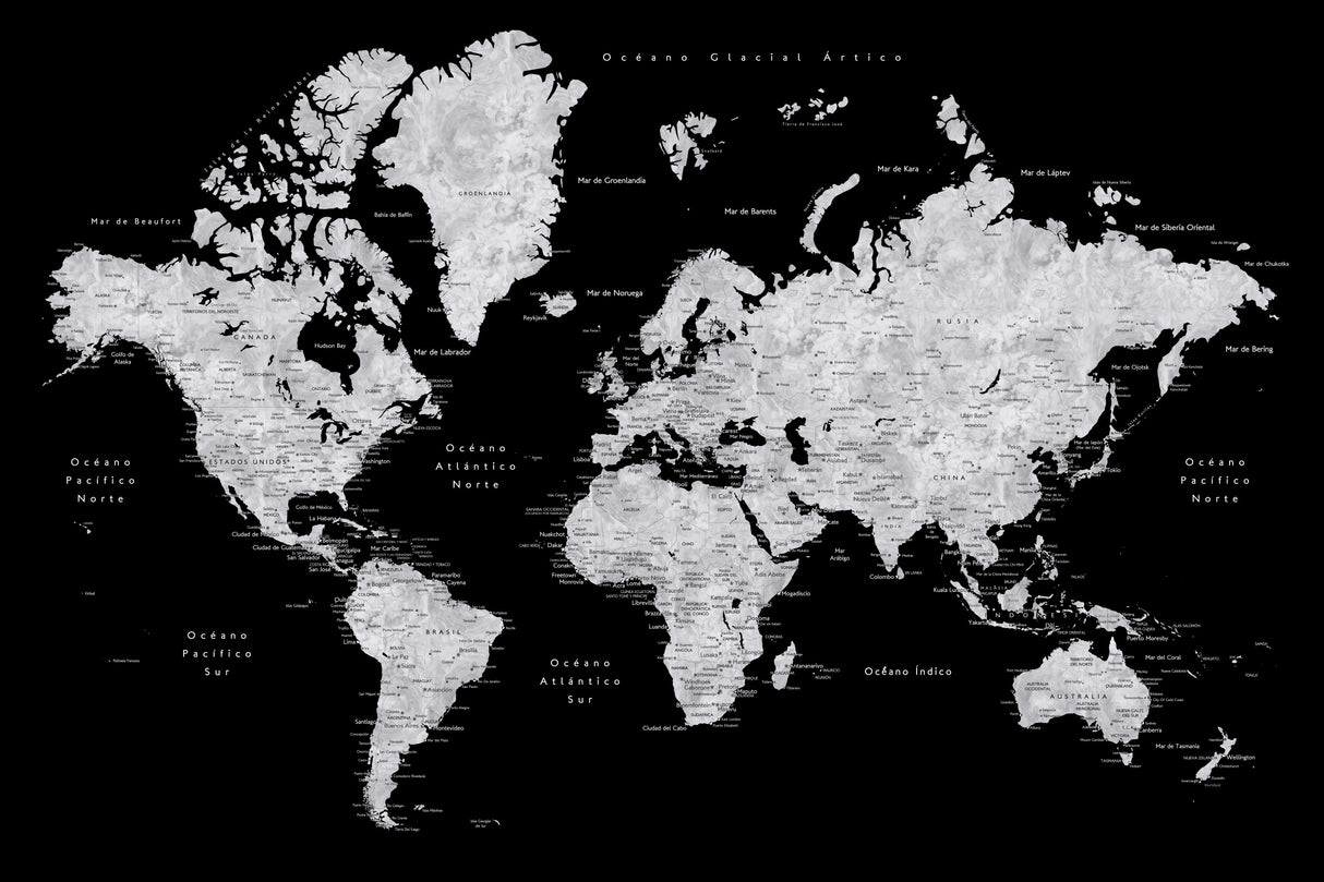 Eban world map in Spanish Poster och Canvastavla