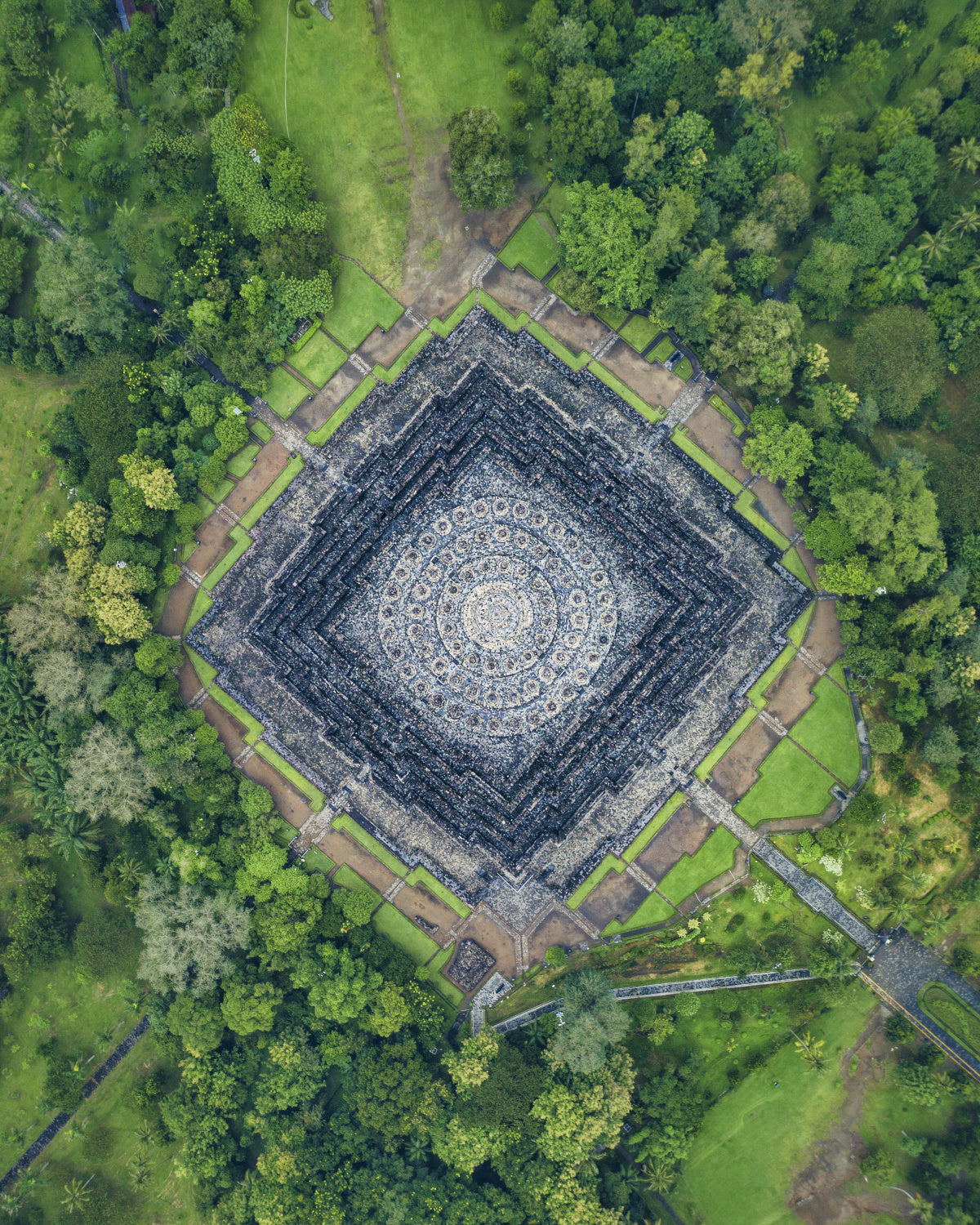Bird Eye View of Borobudur Temple Poster och Canvastavla