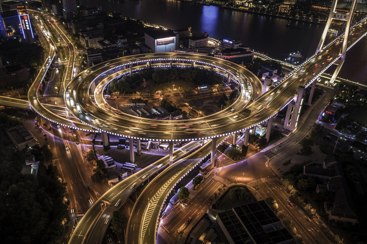 Nanpu Bridge at Night Poster och Canvastavla