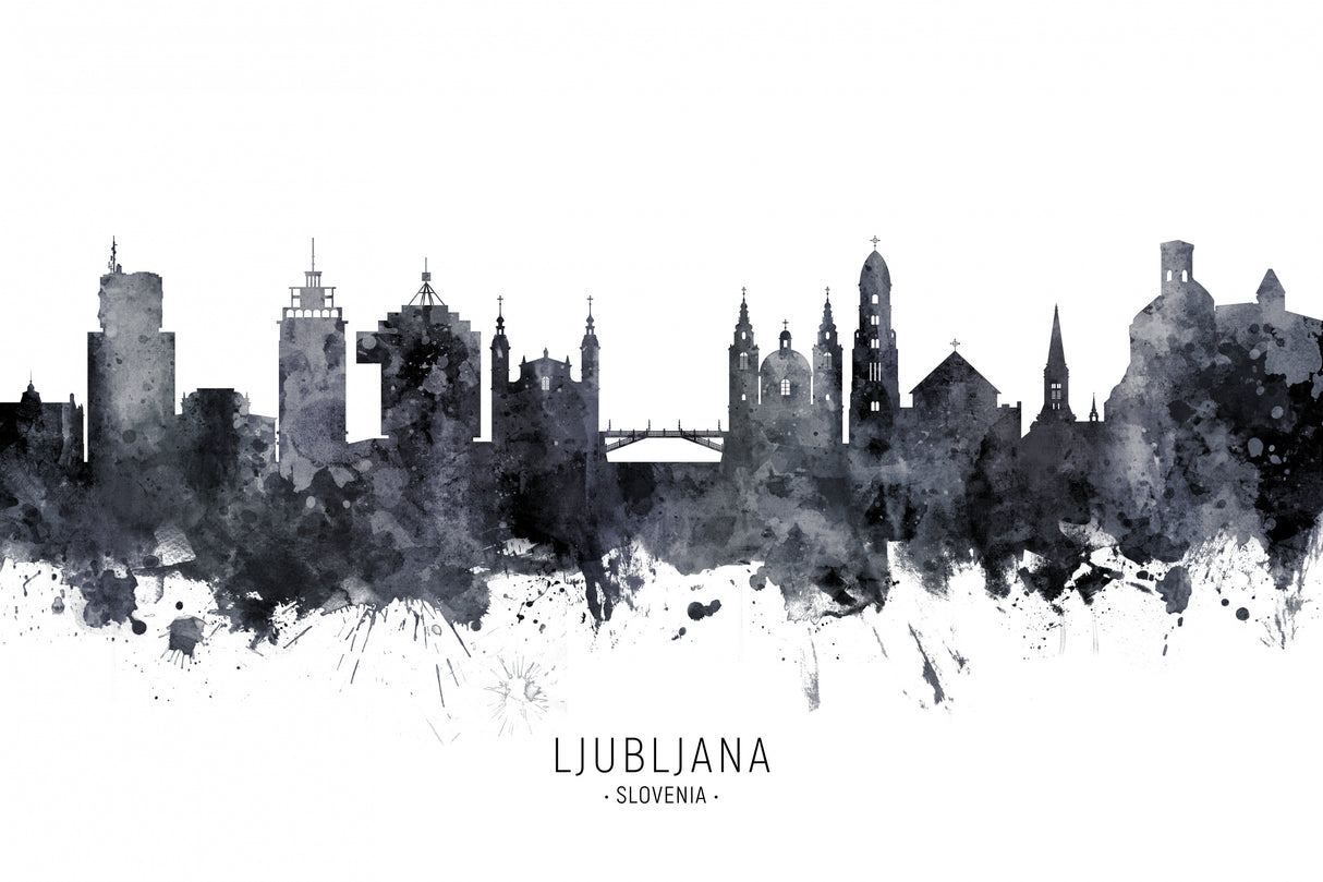 Ljubljana Slovenia Skyline Poster och Canvastavla