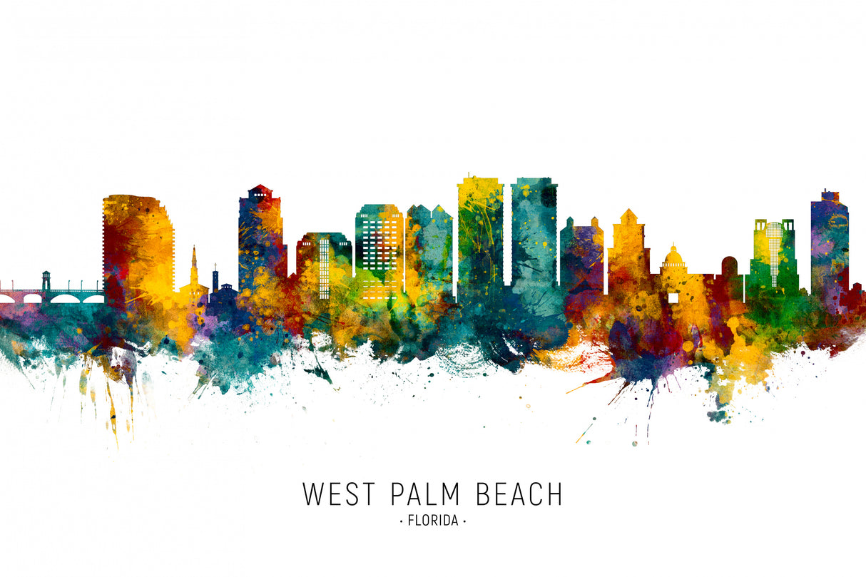 West Palm Beach Florida Skyline Poster och Canvastavla
