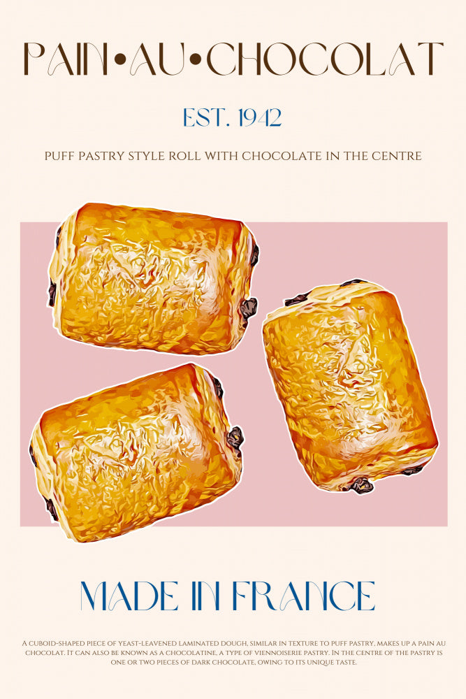 Pain Au Chocolat Print Poster Kitchen poster eller kökstavla