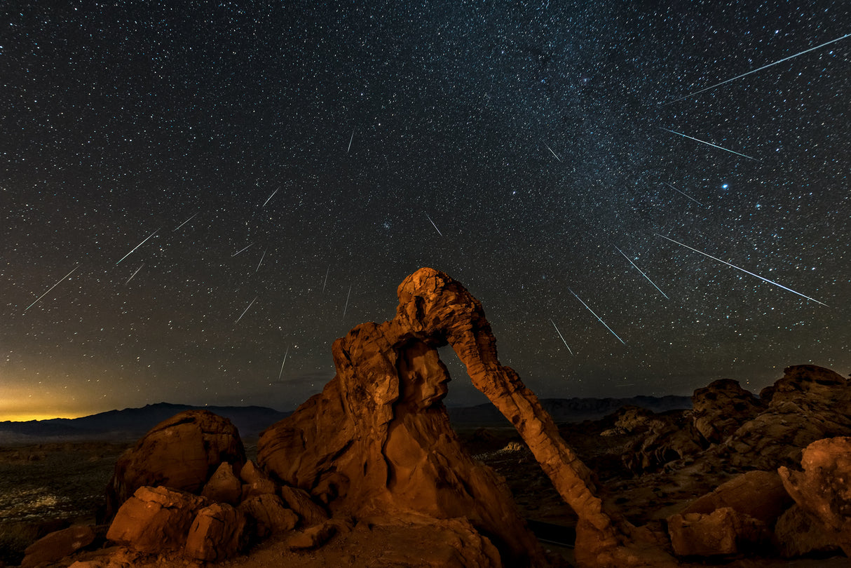 Geminid meteor shower above the Elephant Rock Poster och Canvastavla