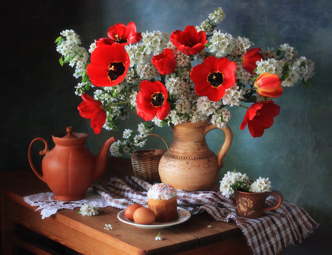 Still life with spring flowers Poster och Canvastavla