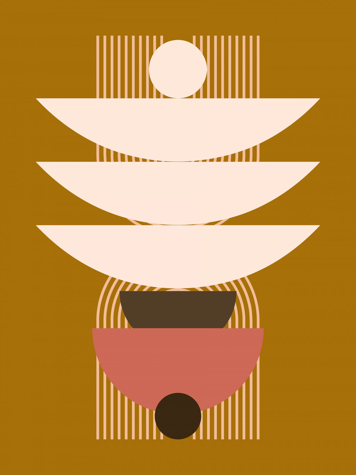 Mid Century Geometrical In Brown Poster och Canvastavla