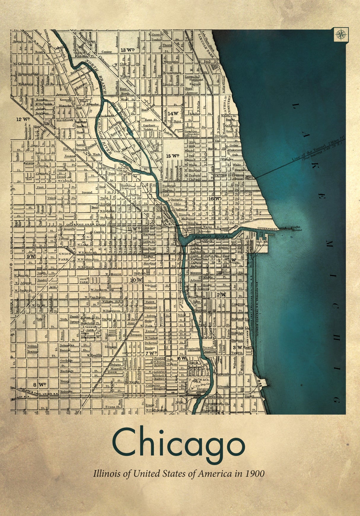 Chicago map Poster och Canvastavla