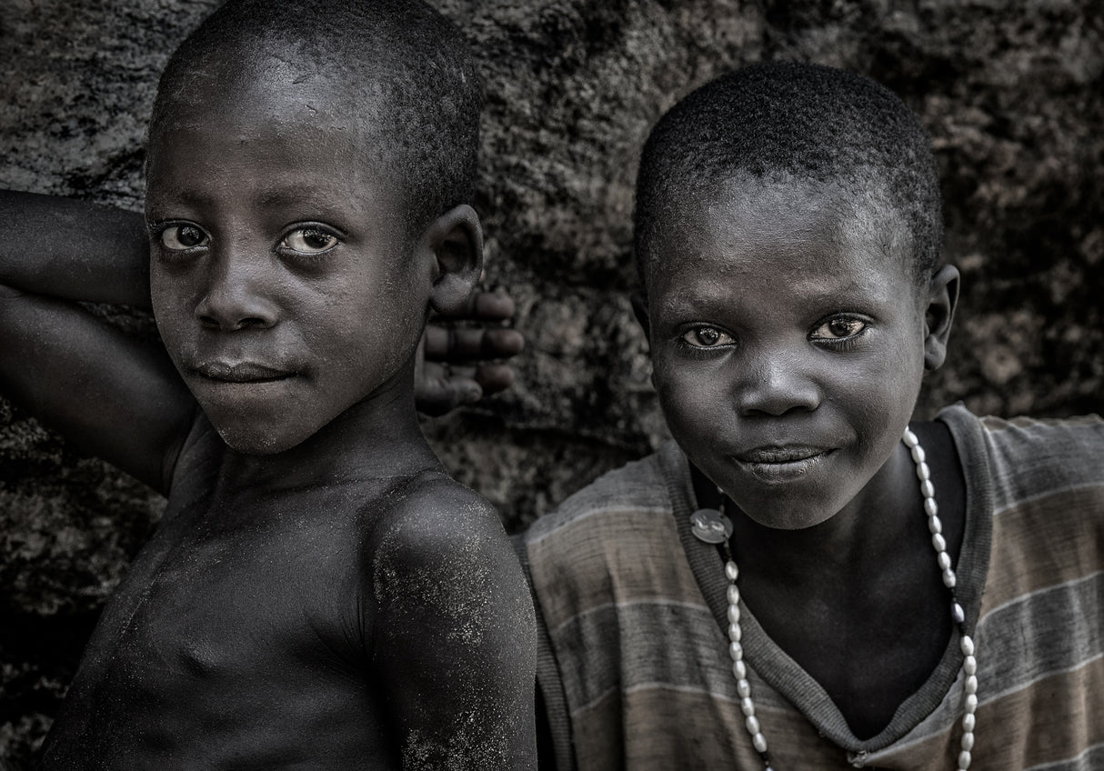 Two boys of the Laarim ethnic group-South Sudan Poster och Canvastavla