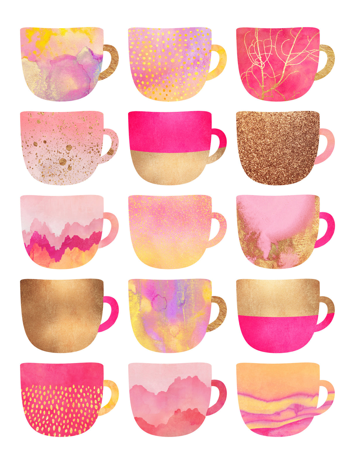 Pretty Pink Coffee Cups Poster och Canvastavla