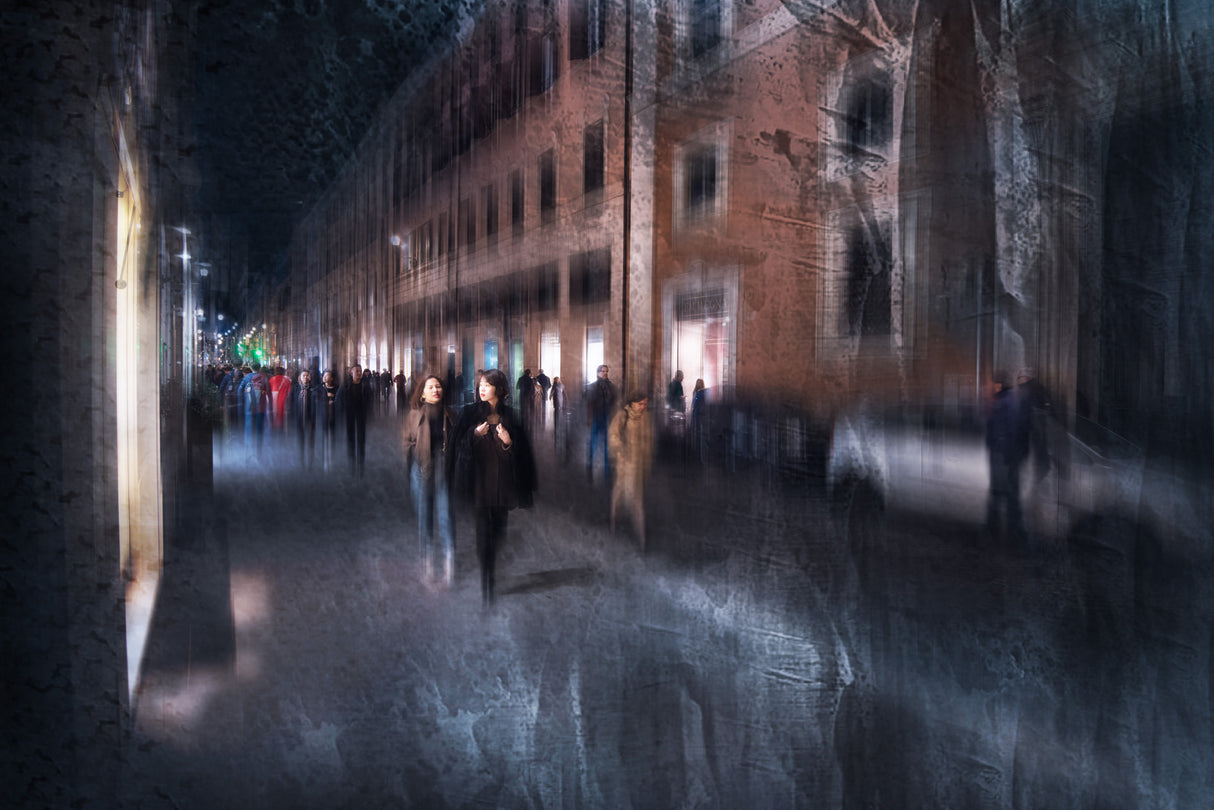 Evening walk in via del Corso-Rome- Poster och Canvastavla