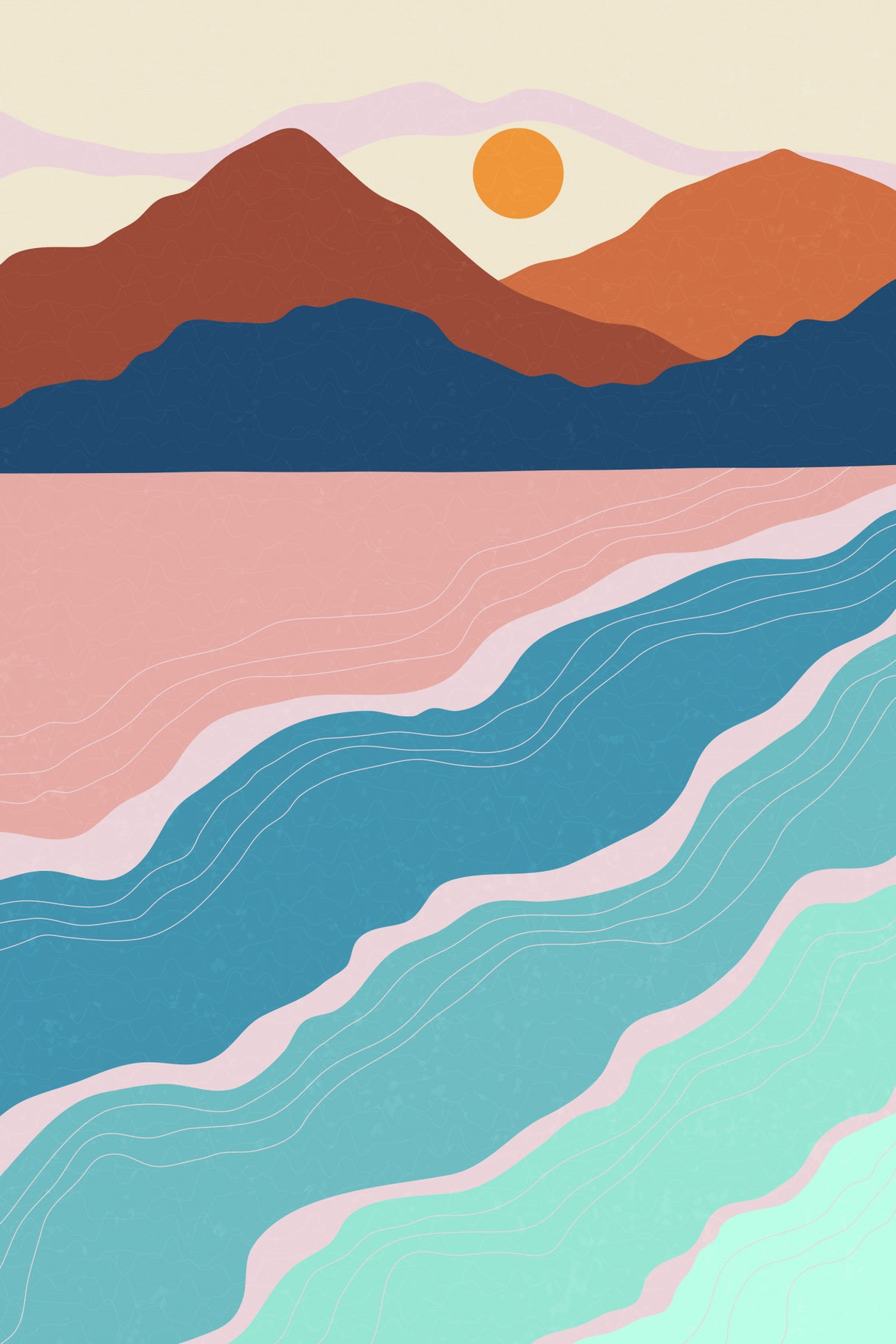 Beach and Mountains #3 Poster och Canvastavla