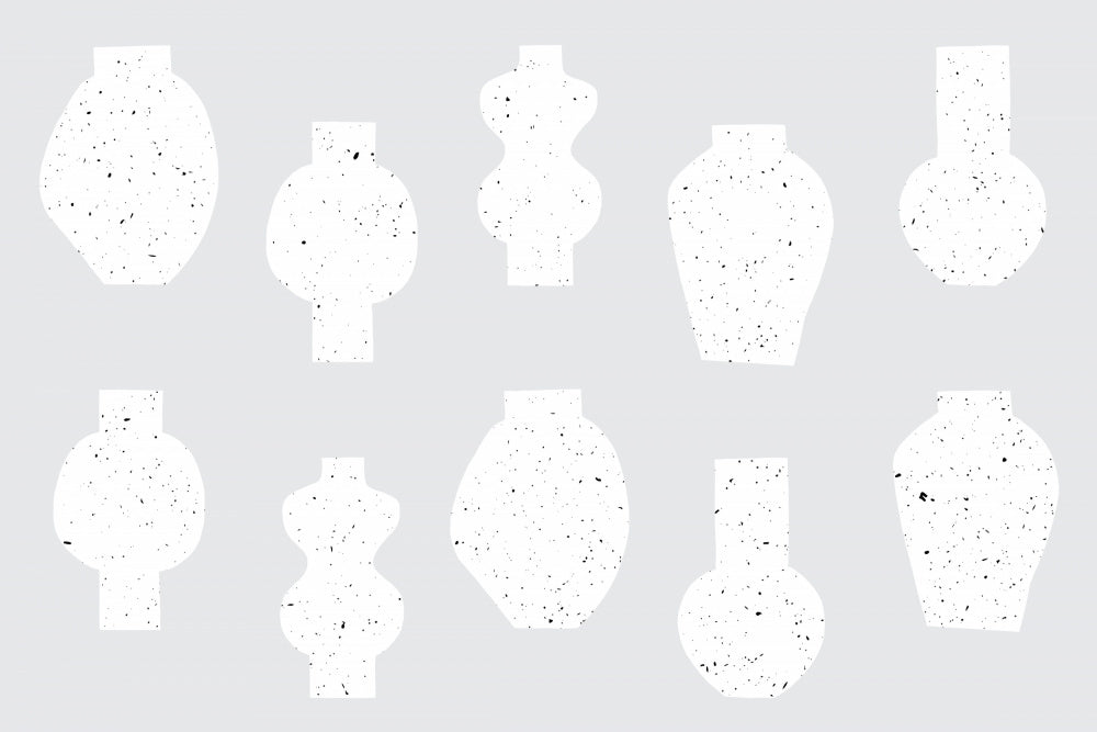 Abstract Vases White Vas och keramikposter