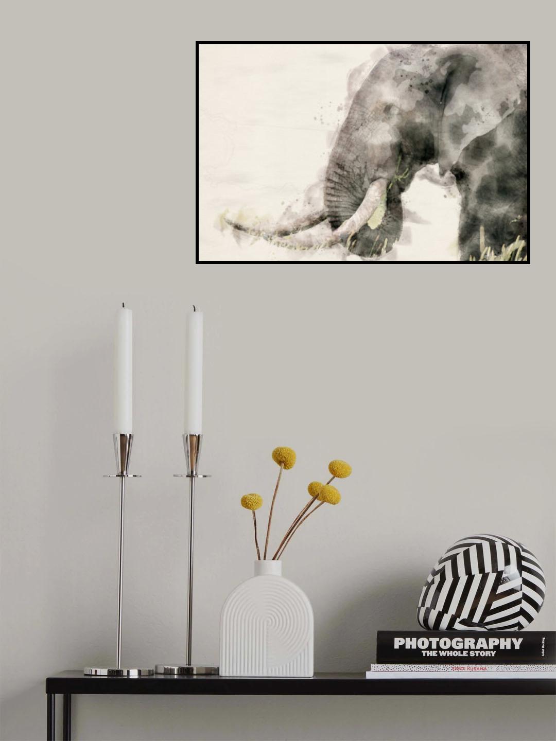 Abstract African Elephant Watercolor Art Poster och Canvastavla