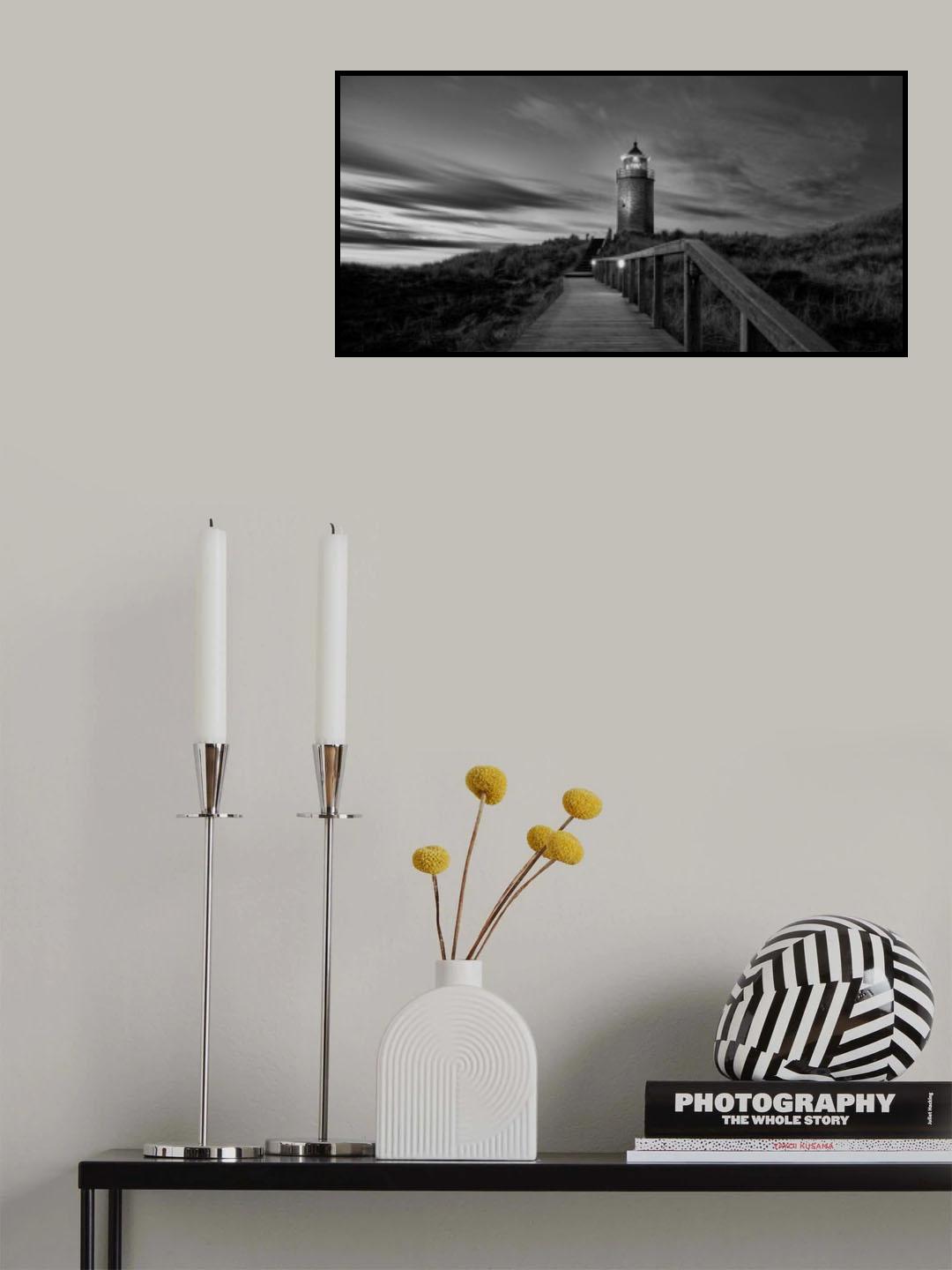 Lighthouse Kampen BW Poster och Canvastavla