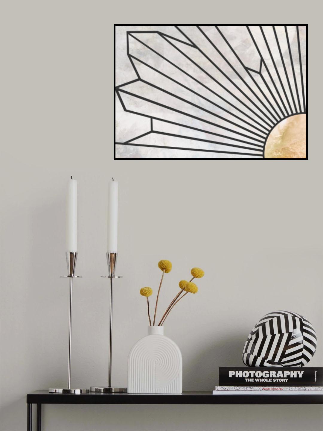 Geometric Gold Marble Sun Mural Poster och Canvastavla