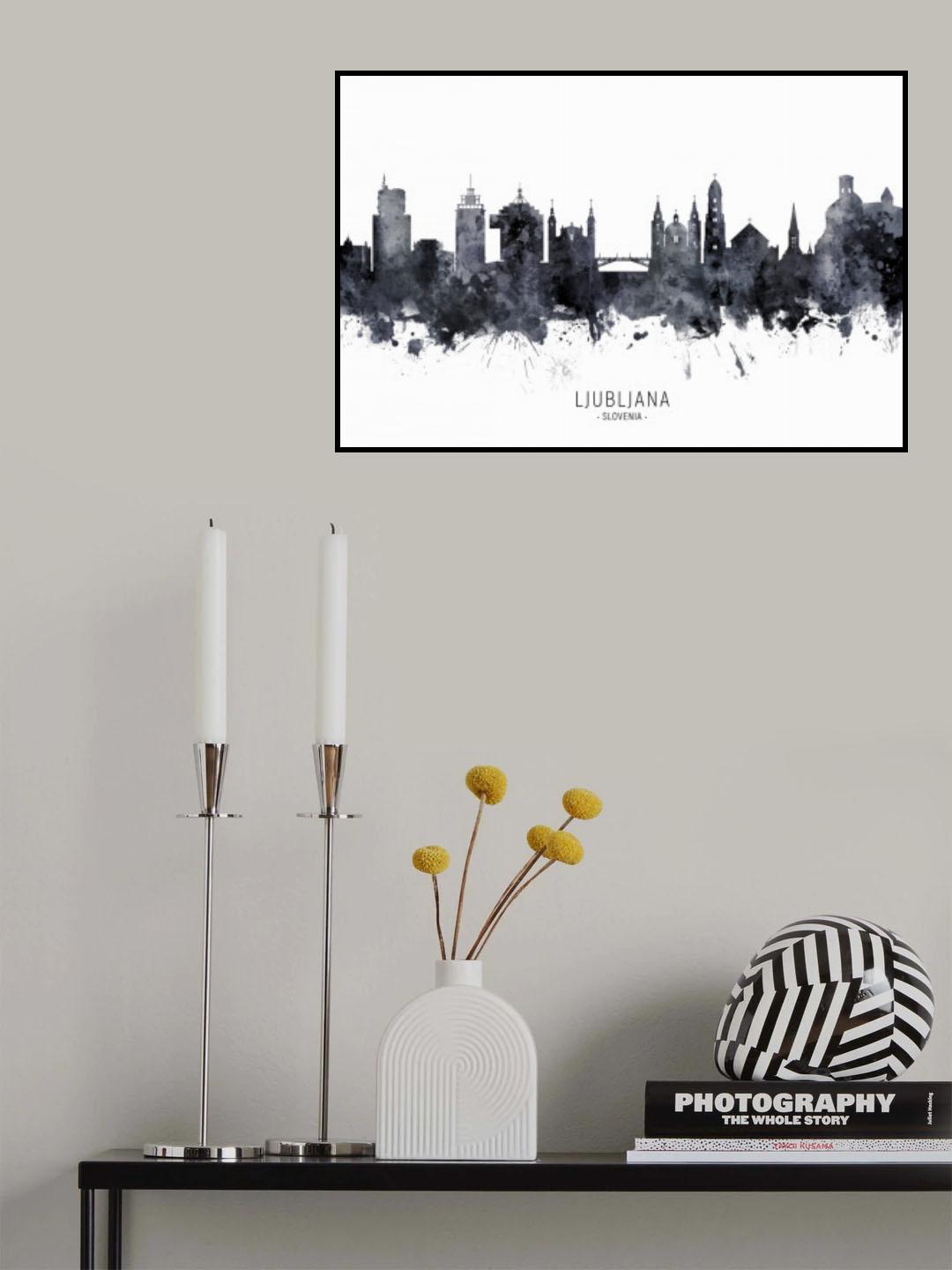 Ljubljana Slovenia Skyline Poster och Canvastavla