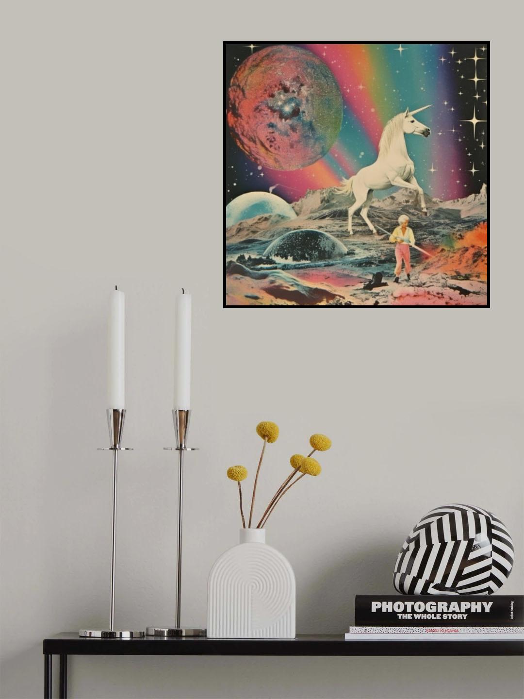 80s Unicorn Grandma Collage Art Poster och Canvastavla