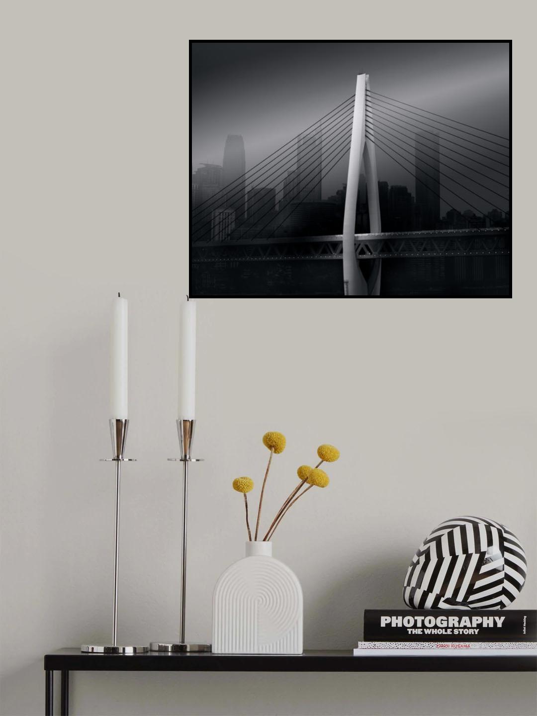 The bridge and town Poster och Canvastavla