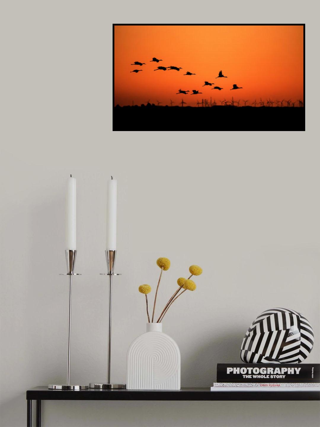 Cranes and wind farm Poster och Canvastavla