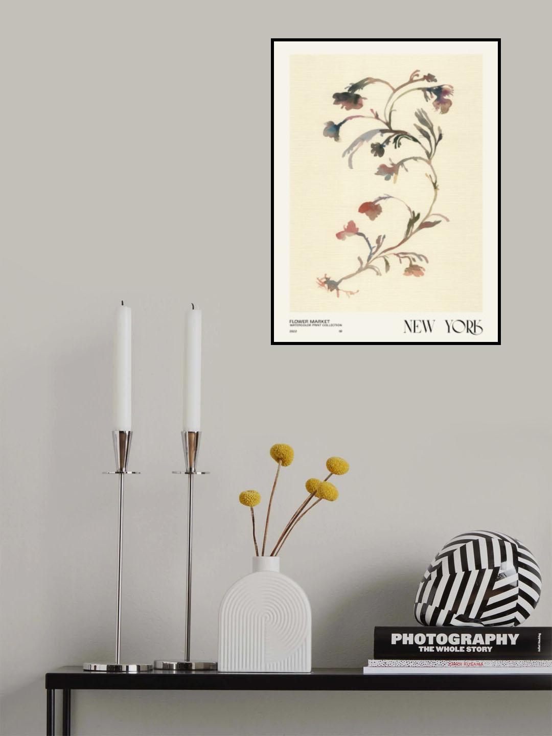 Watercolor print collection. Flower market - New York Poster och Canvastavla